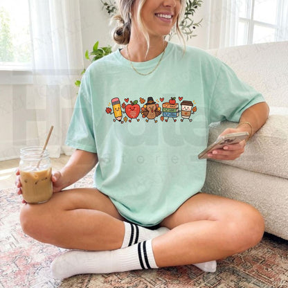 Comfort Colors Thanksgiving Teacher T-Shirt – Autumn Doodle Classroom Tee - Hiyatee