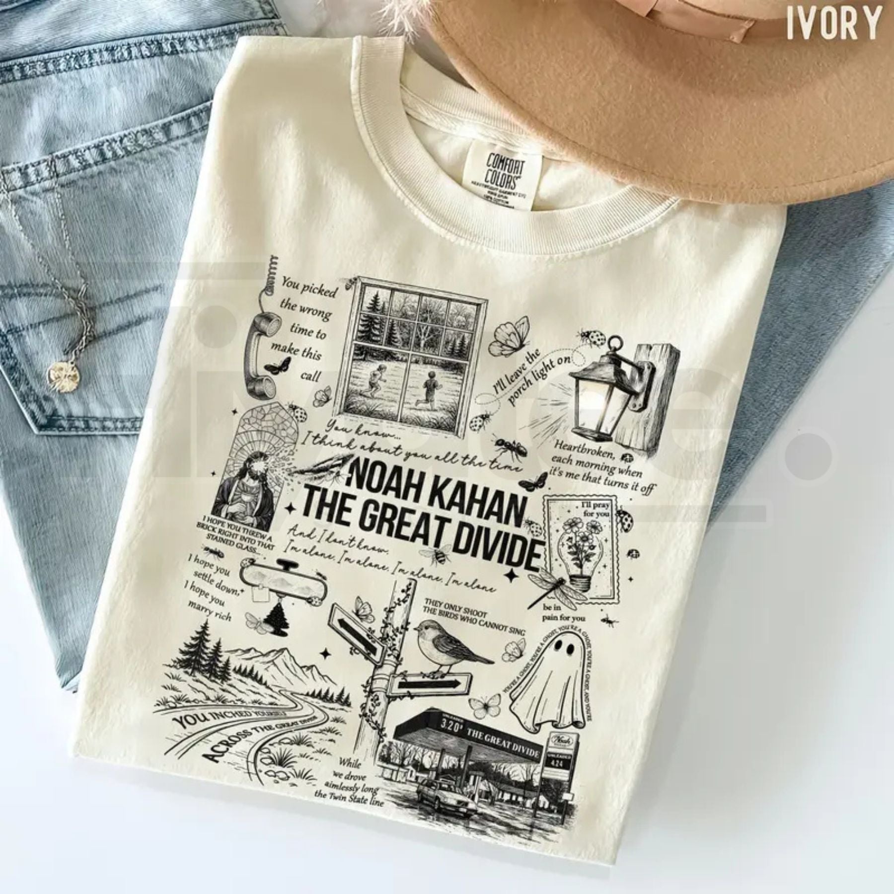 Comfort Colors® The Great Divide Porchlight Lyrics Shirt – NK Tour Merch Tee - Hiyatee