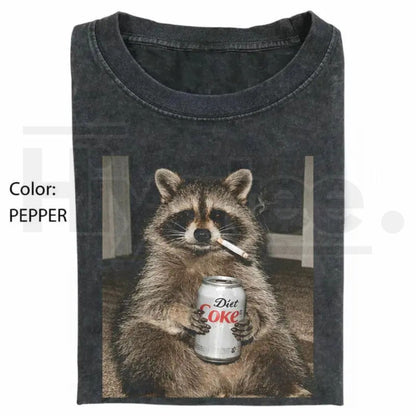 Comfort Colors® Three Raccoons Diet Coke Smoking Shirt – Funny Gen Z Dank Meme Tee - Hiyatee