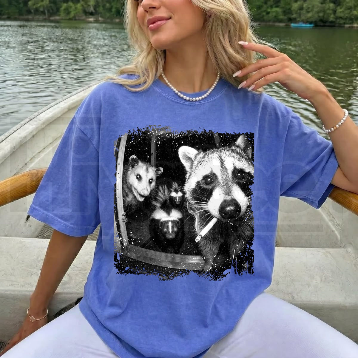 Comfort Colors Trash Panda Night Crew T-Shirt – Funny Raccoon Opossum Skunk Tee - Hiyatee