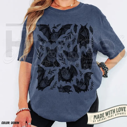 Comfort Colors Vintage Bat Gothic Cottagecore Halloween Tee - Hiyatee 