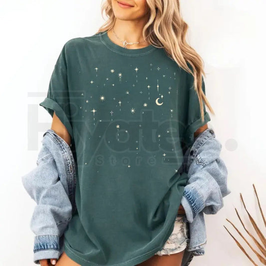Comfort Colors® Vintage Starlight T-Shirt – Cute Celestial Moon & Astrology Tee - Hiyatee