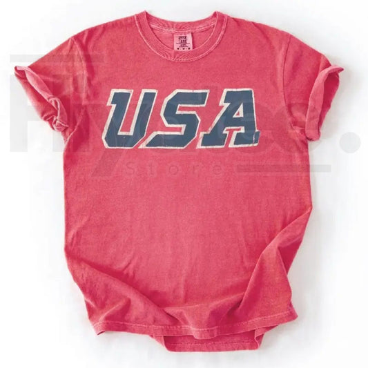 Comfort Colors Vintage USA Tee – Patriotic Red White and Blue 4th of July Shirt, 250th USA Birthday Gift - Hiyatee