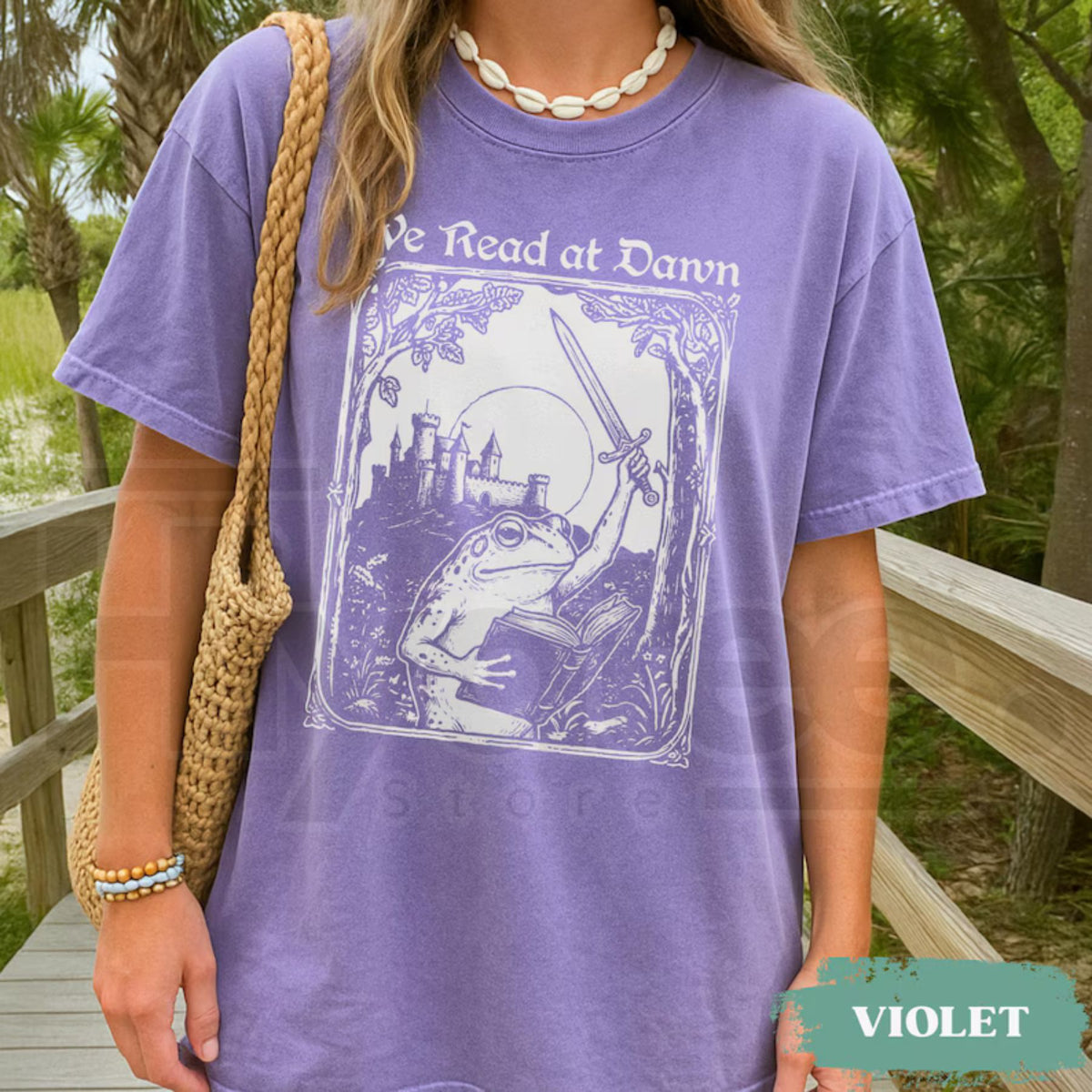 Comfort Colors We Read At Dawn Funny Frog Reading Tee - Hiyatee