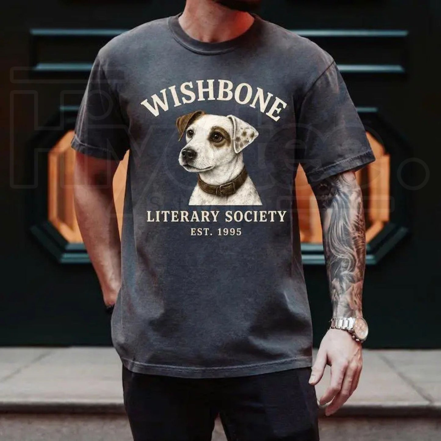 Comfort Colors Wishbone Dog T-Shirt – Vintage Literary Society Tee, Retro Aesthetic Book Lover Gift for Her - Hiyatee