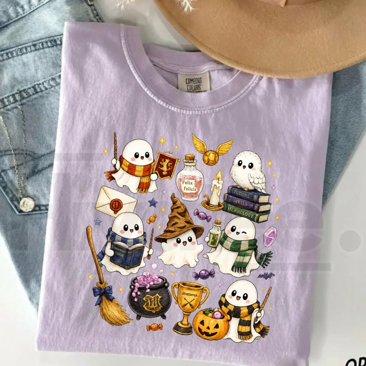 Comfort Colors Wizard Ghost Magical Halloween Graphic Tee - Hiyatee