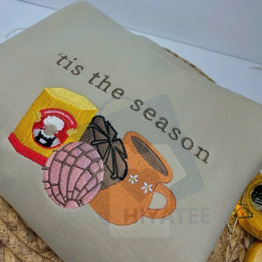 Concha Embroidered Sweatshirt – Pink Holiday Pullover, Festive Cozy Winter Sweater for Women - Hiyatee