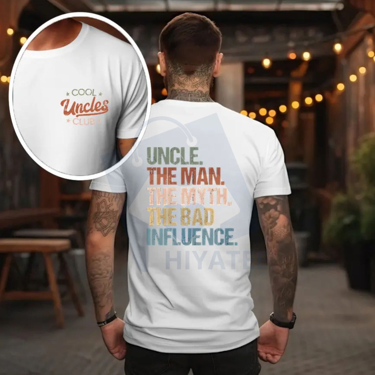 Cool Uncles Club "The Man Myth Bad Influence" Double Sides Shirt – Funny Uncle Gifts - Hiyatee
