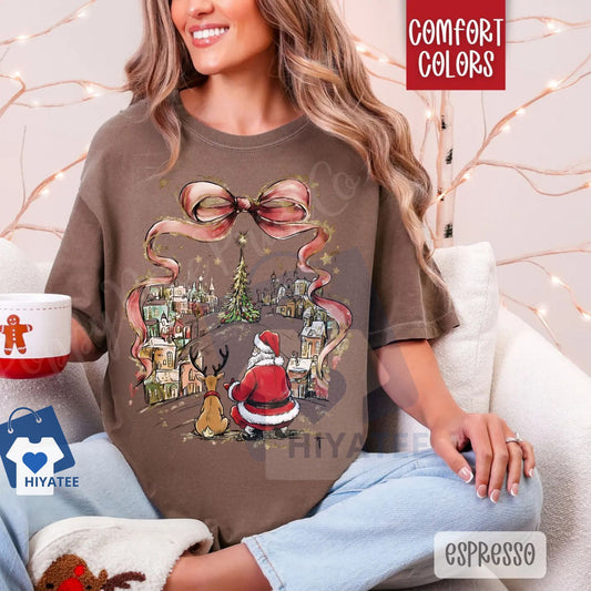 Coquette Christmas Town Shirt – Comfort Colors Trendy Women's Holiday T-shirt, Vintage Christmas Aesthetic Tee - Hiyatee