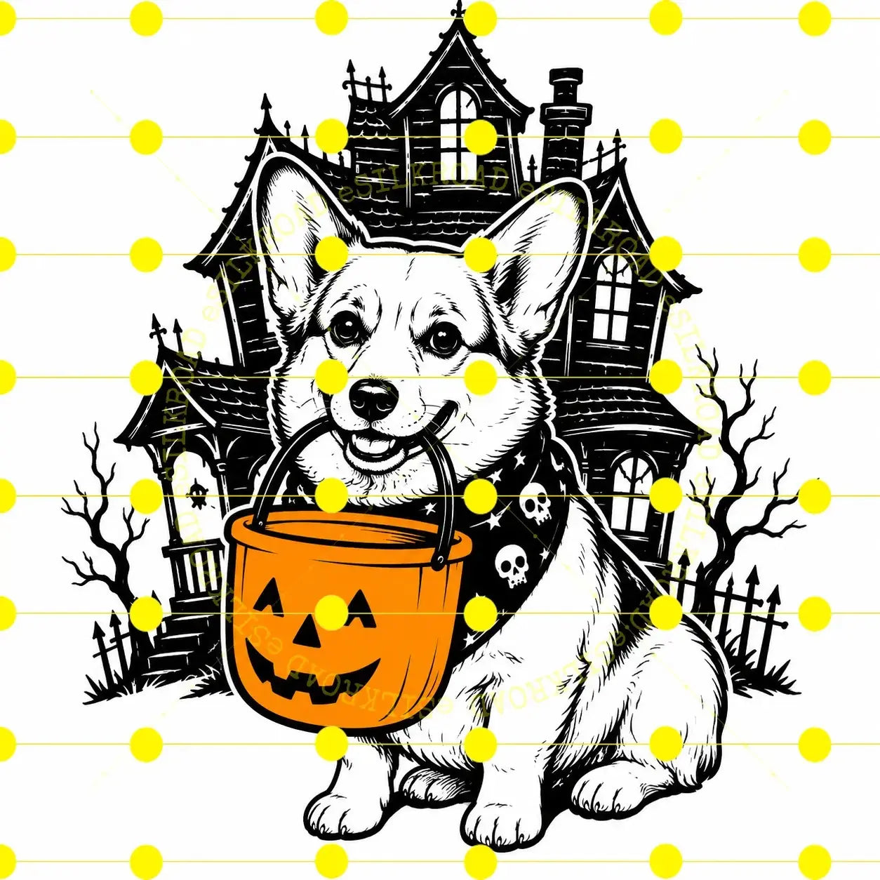 Comfort Colors 50 Dog Breeds Halloween T-Shirt Moss Pumpkin Candy Bucket Tee