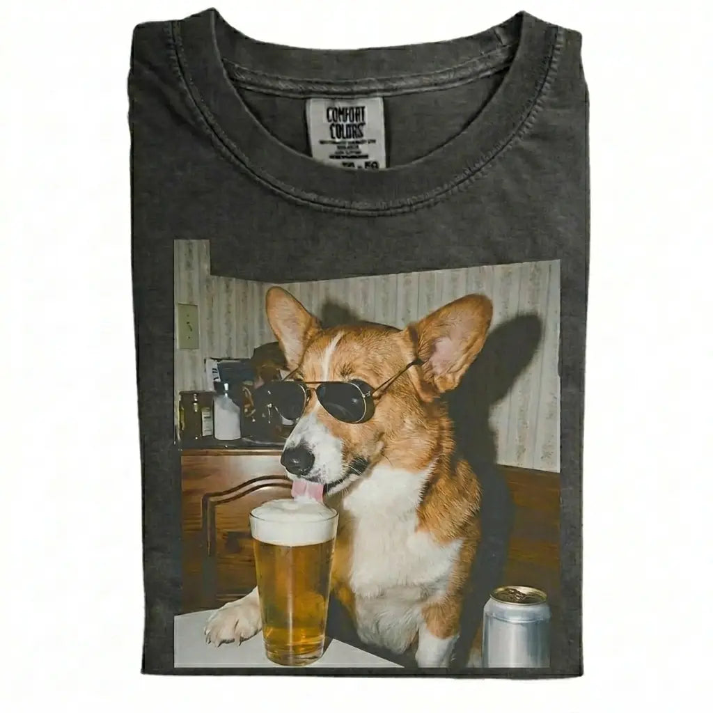 Comfort Colors 50+ Dog Breeds Available Drinking Beer Shirt – Vintage 90s Funny Edgy Dog Meme Tee, Unisex Casual Streetwear Gift