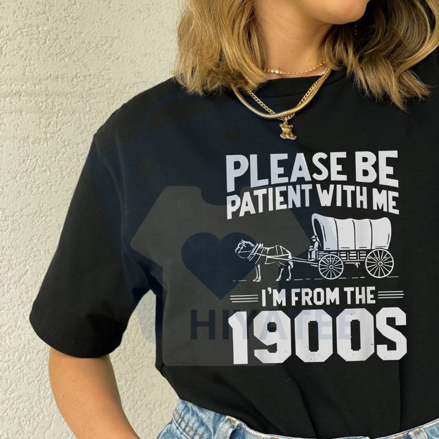 Cotton Please Be Patient I'm From the 1900s T-Shirt: Funny Over the Hill Gift, Vintage Humor Tee, Golf Gift for Men and Women - Hiyatee