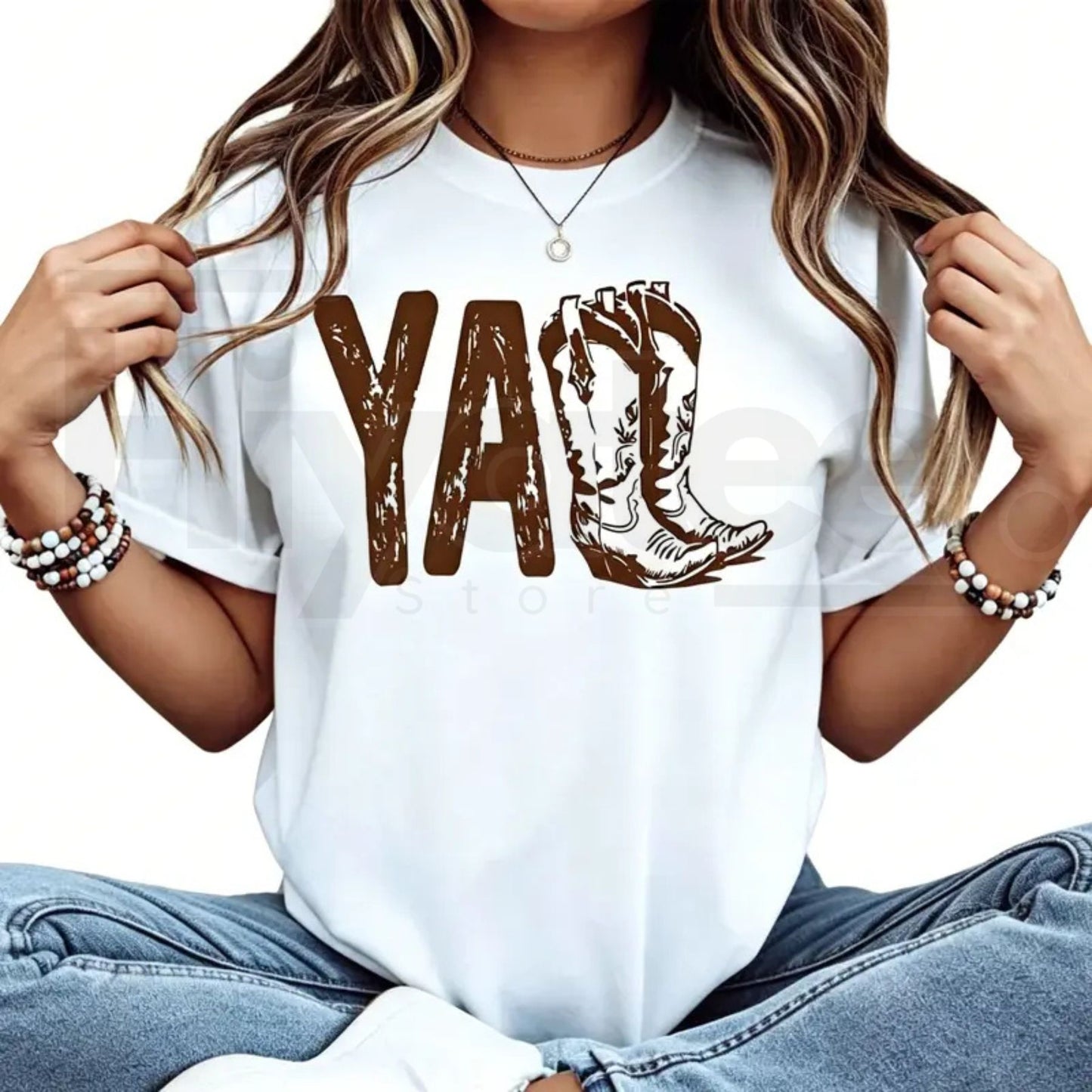 Cowboy Boot Print Western Graphic Tee – Country Music Festival Statement T-Shirt - Hiyatee