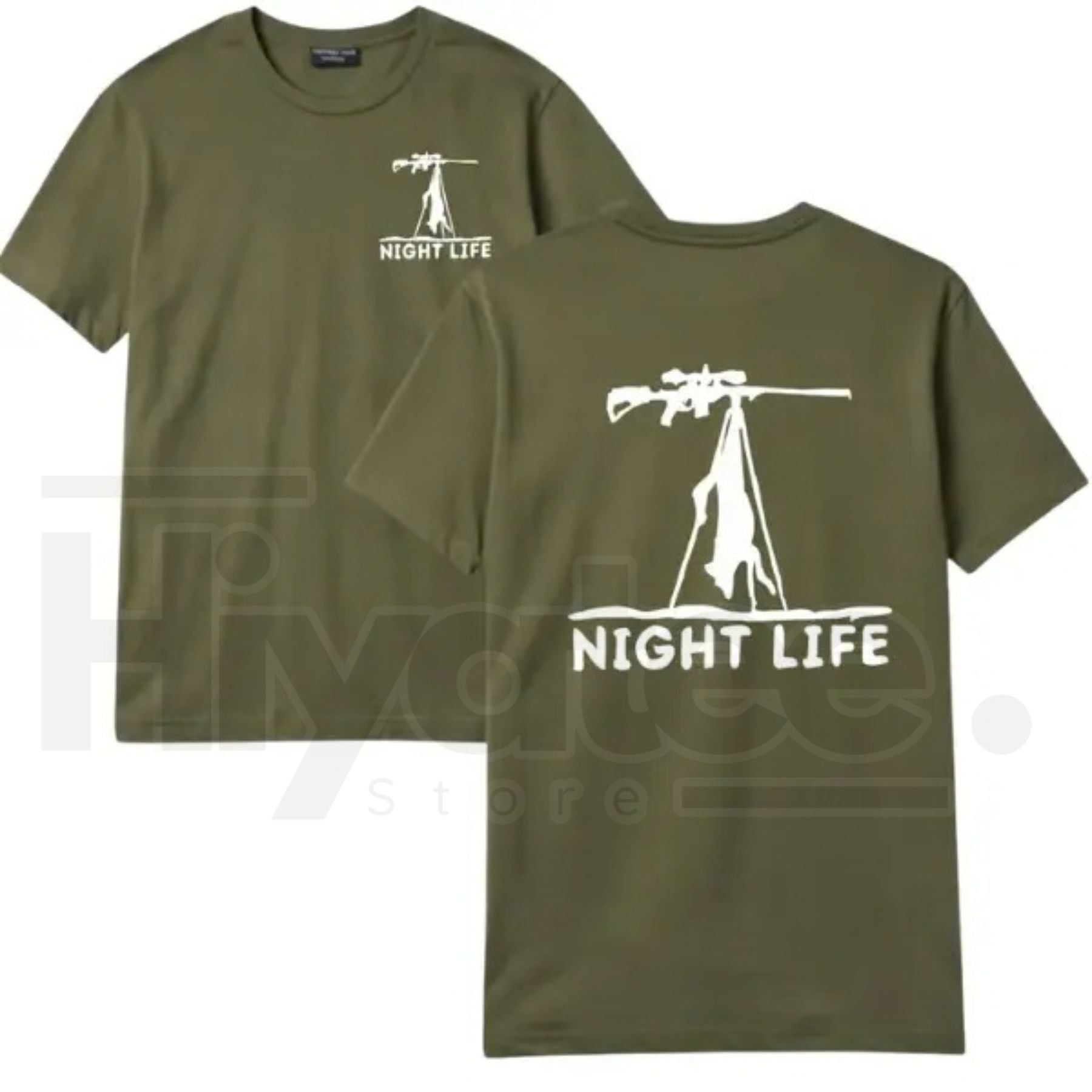 Coyote Night Life Hunting T-Shirt – Predator Hunter Graphic Tee, Outdoor Hunting Apparel Gift for Men - Hiyatee