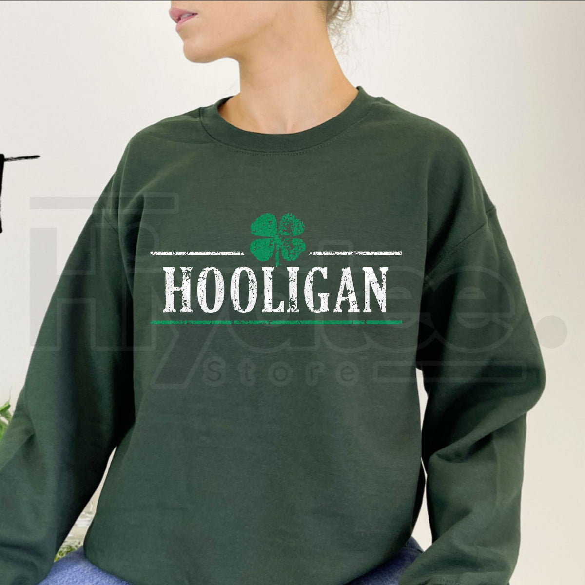 Crazy Dog Hooligan Shamrock Sweatshirt, Funny St. Patrick's Day Drinking Graphic Pullover - Hiyatee
