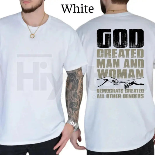 "Created by the Divine" – Humorous Graphic Man and Woman Top - Hiyatee