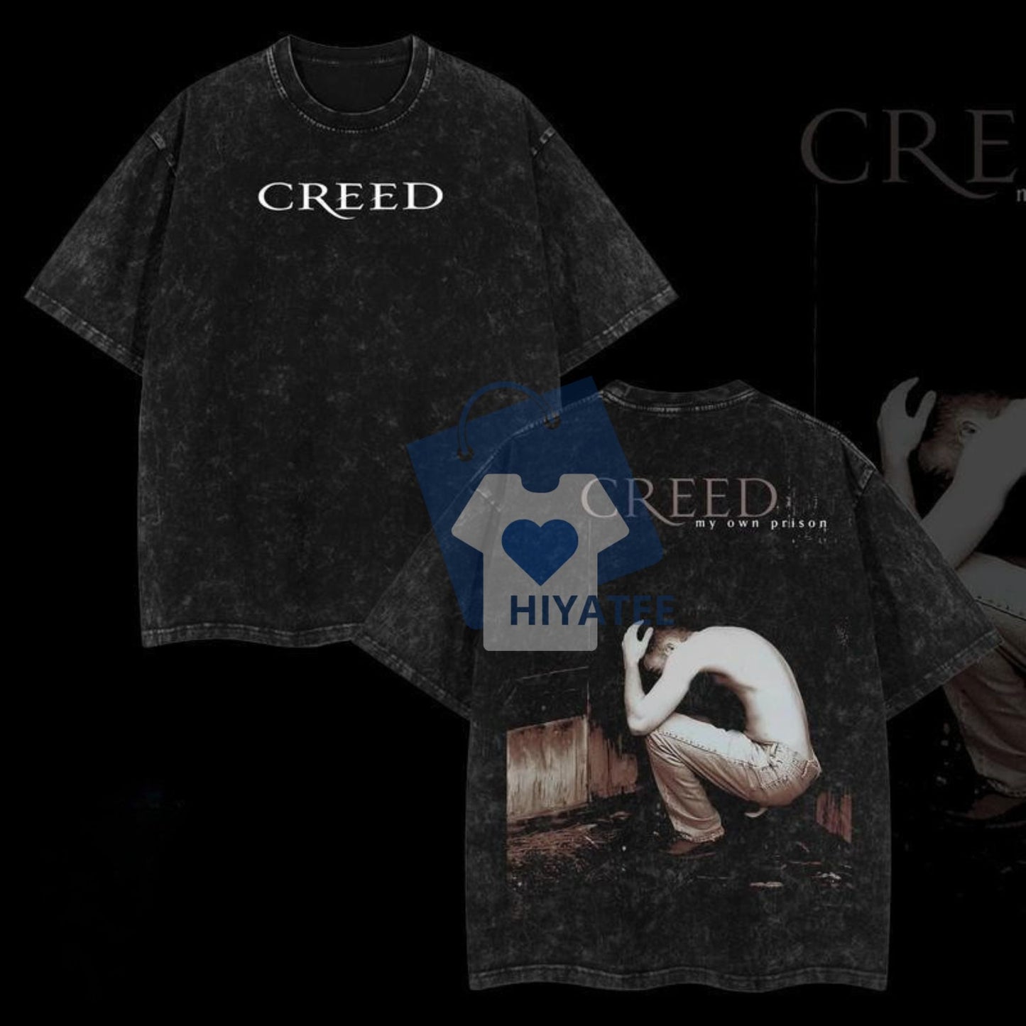 Creed My Own Prison Shirt – Oversized Washed Rock Band Tee for Music Fans-Hiyatee