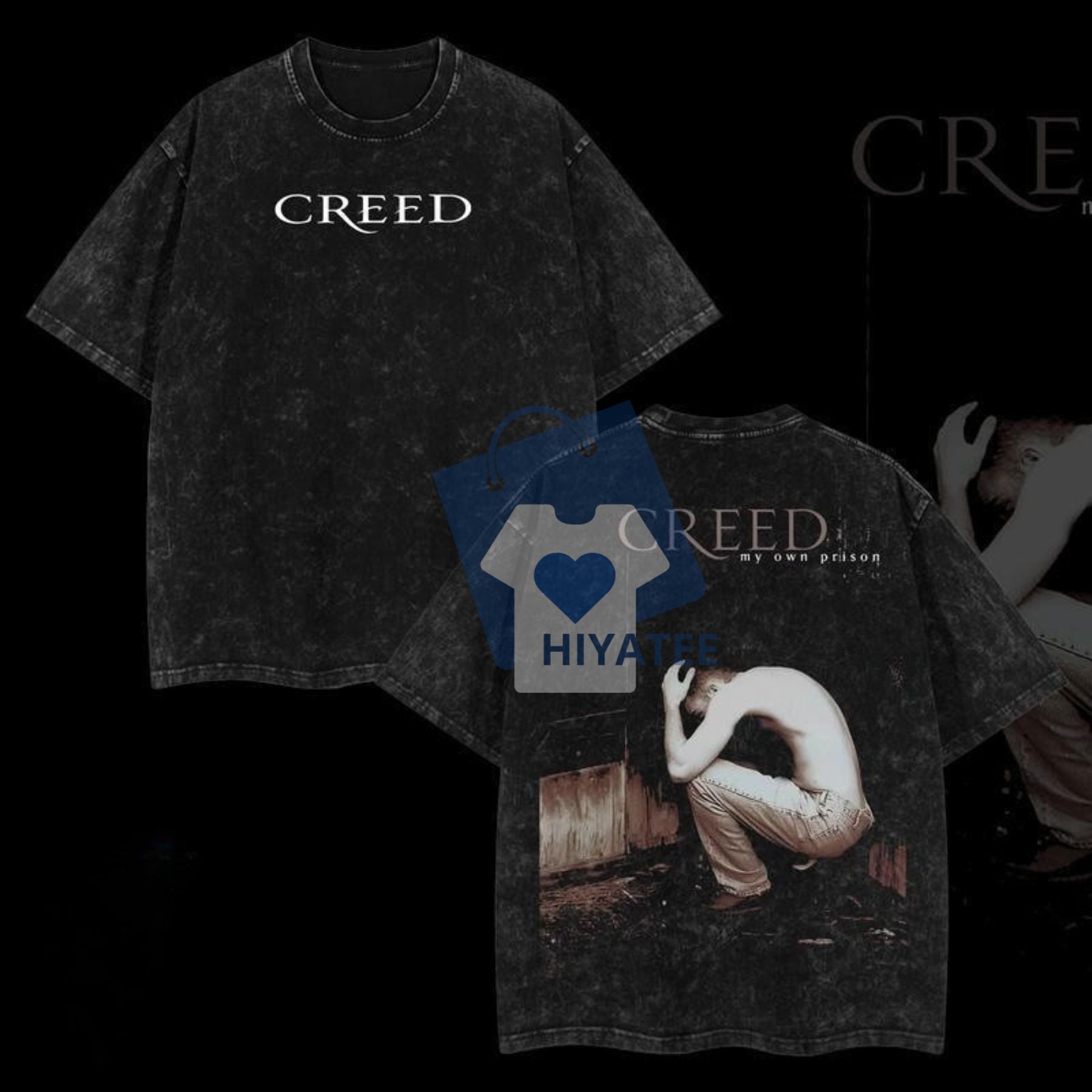 Creed My Own Prison Shirt – Oversized Washed Rock Band Tee for Music Fans-Hiyatee