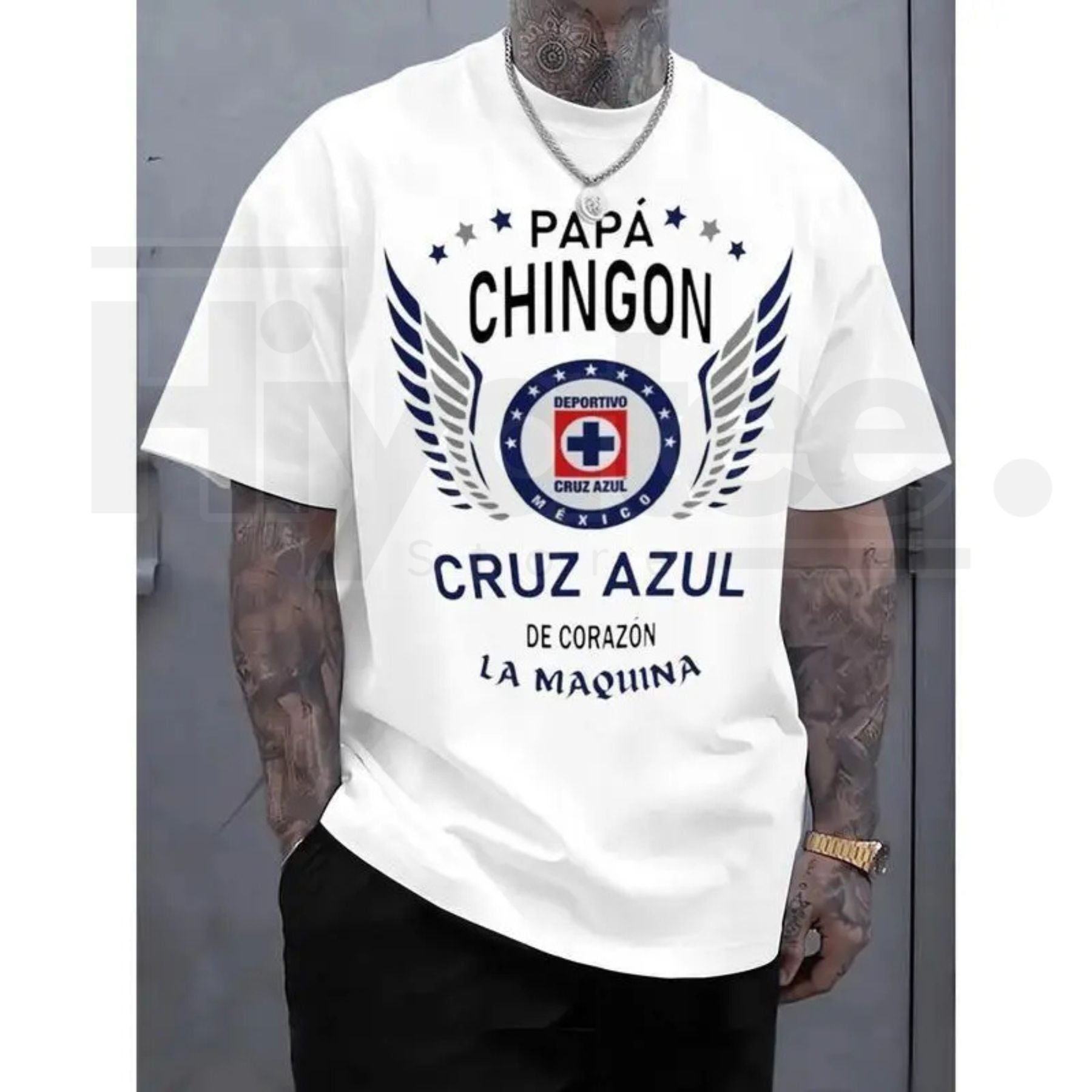 Cruz Azul "Papa Chingon" Graphic Tee – Premium Soccer Dad T-Shirt, Sarcastic Latino Father's Day Gift - Hiyatee