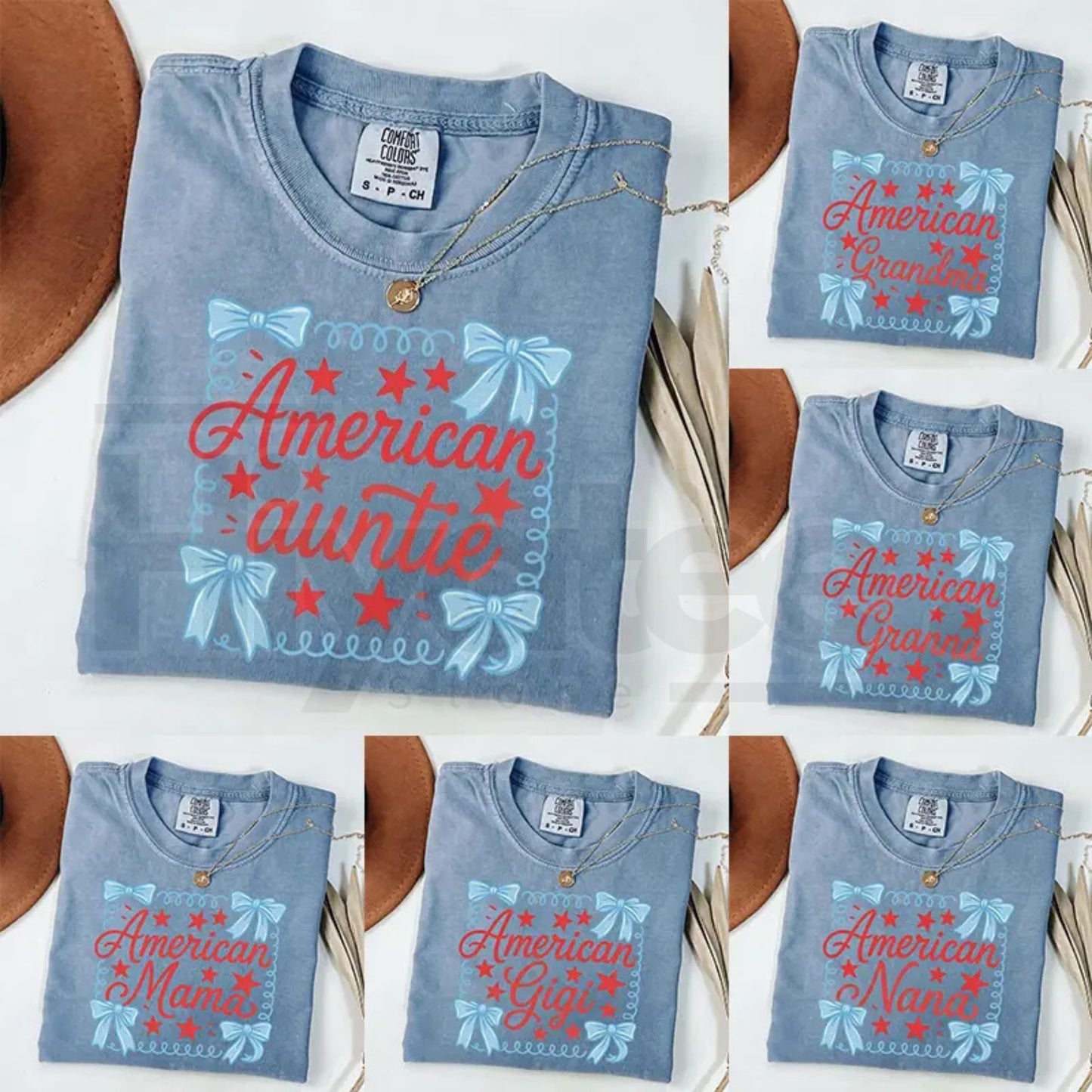 Custom 4th of July Mama Nana Comfort Colors Shirt – Coquette Patriotic Family Tees - Hiyatee