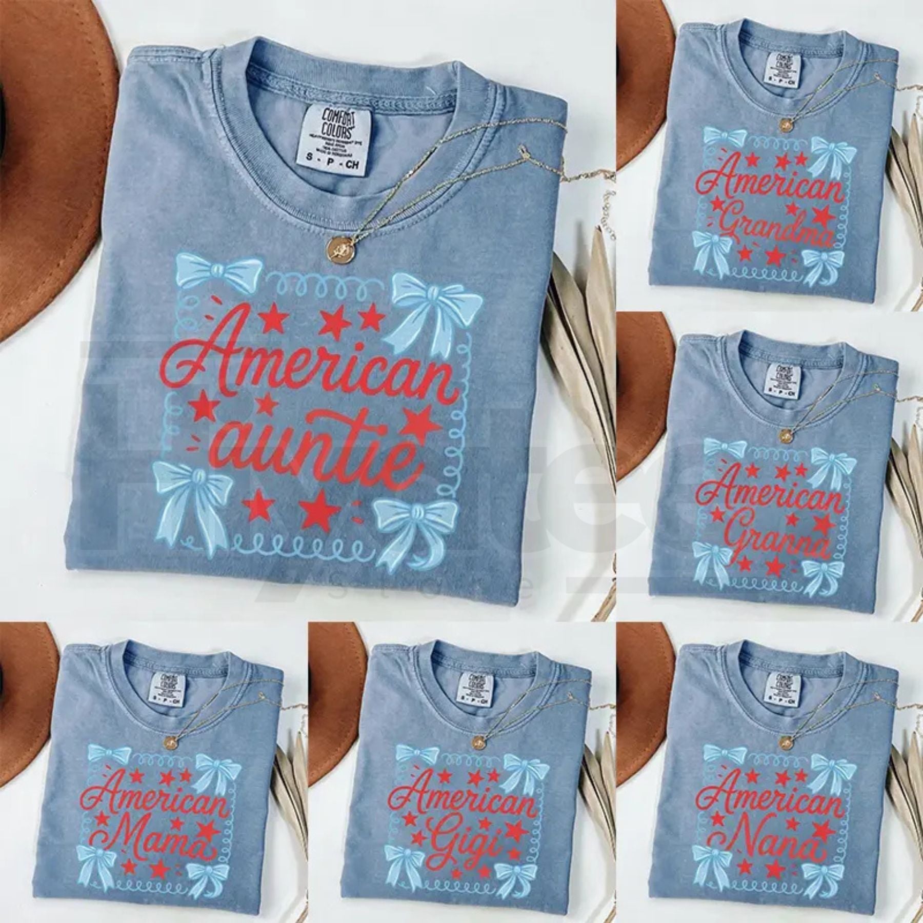Custom 4th of July Mama Nana Comfort Colors Shirt – Coquette Patriotic Family Tees - Hiyatee