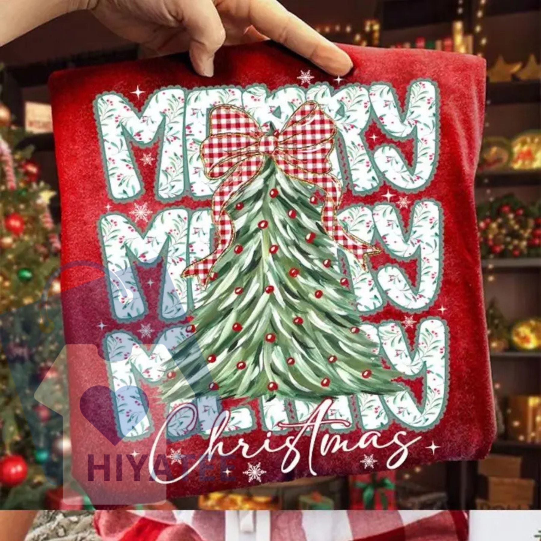 Cute Floral Christmas T Shirt – Unisex Streetwear Style Holiday Matching Outfit Tee - Hiyatee