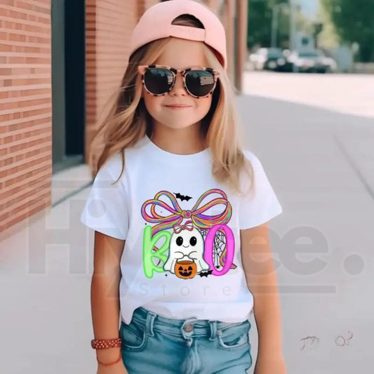 Cute Ghost Halloween Shirt | Spooky Boo Girls Youth Tee - Hiyatee