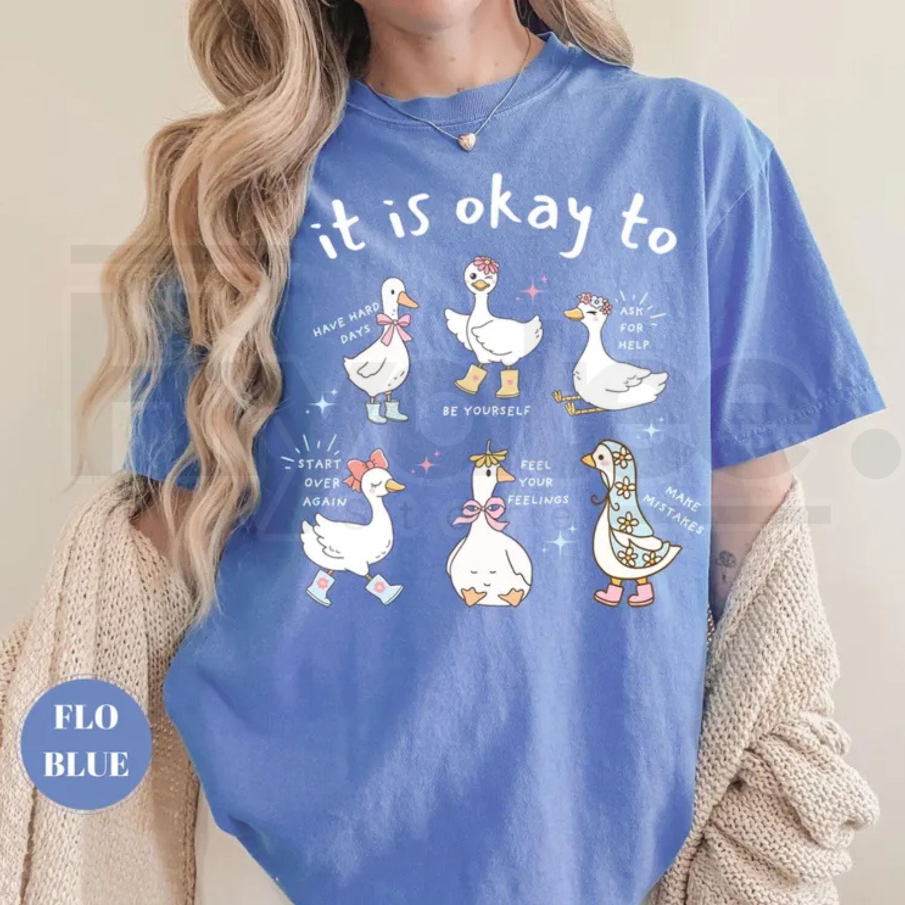 Cute Mental Health Goose Shirt Motivational Duck Positive Affirmation Tee - Hiyatee