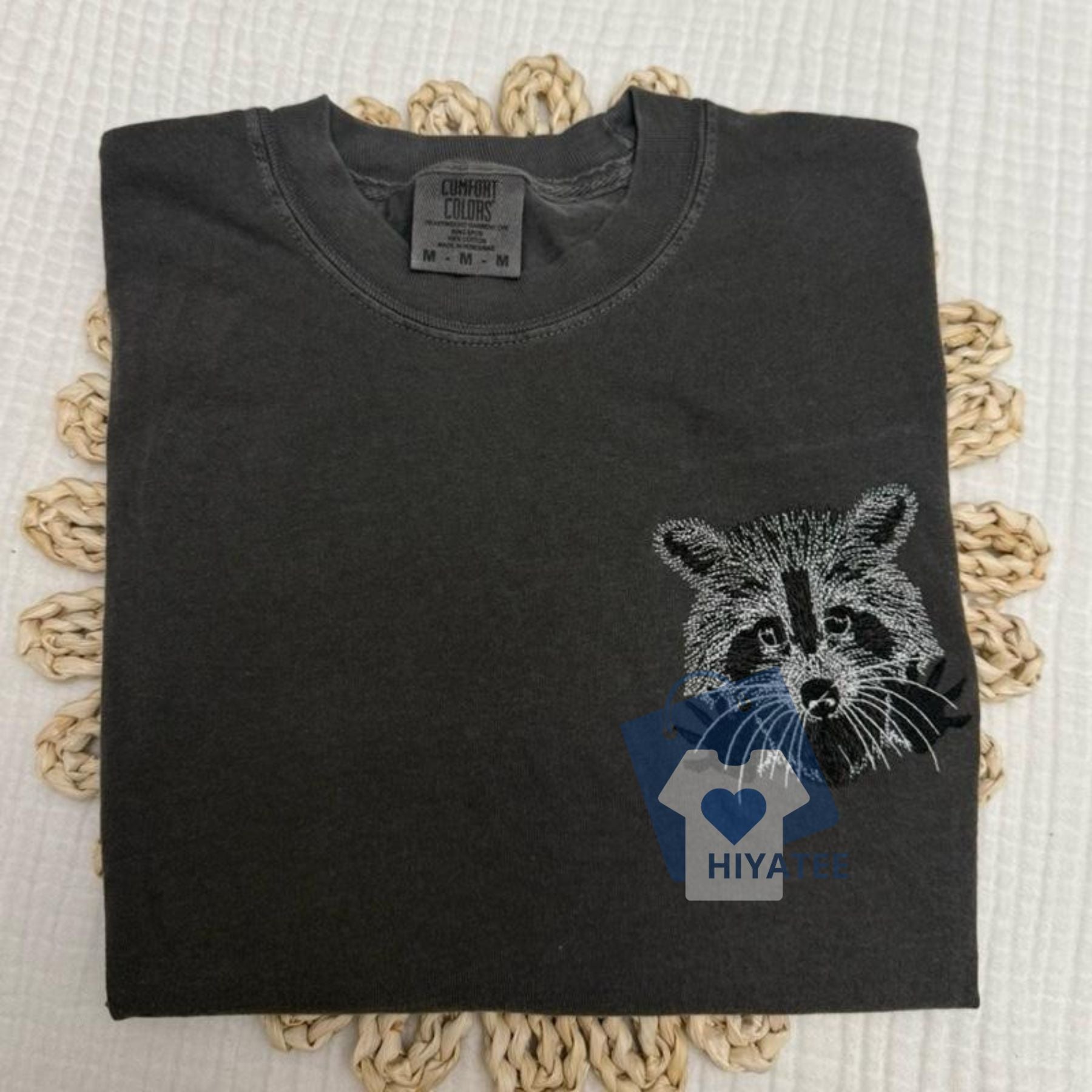 Cute Raccoon Embroidered Comfort Colors Shirt – Soft Spring & Summer Tee-Hiyatee