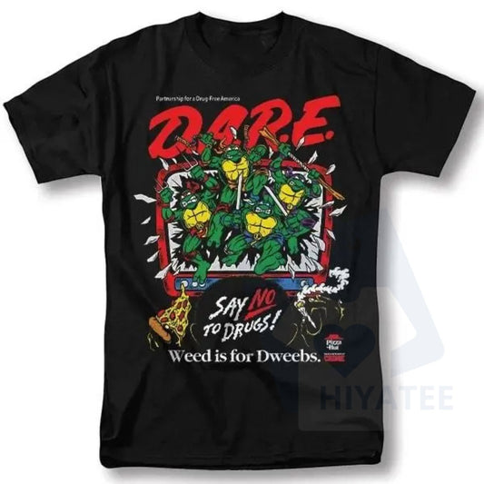 DARE Say No To Drugs Ninja Turtles T-Shirt – Classic Retro Vintage Graphic Gift - Hiyatee