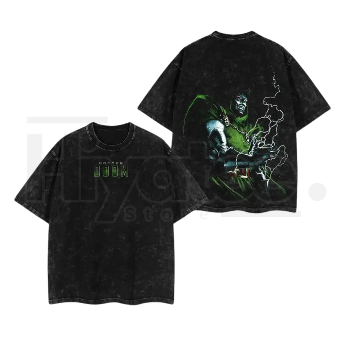 DR. DOOM V2 MCU Comic Double Printed Oversized T-Shirt – Lightweight Acid Washed Vintage Streetwear Tee for Men & Women - Hiyatee