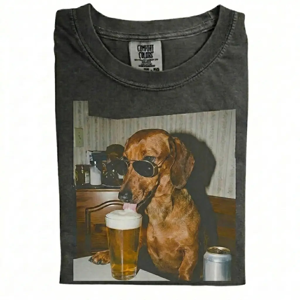 Comfort Colors 50+ Dog Breeds Available Drinking Beer Shirt – Vintage 90s Funny Edgy Dog Meme Tee, Unisex Casual Streetwear Gift
