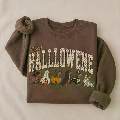 Dark Chocolate 30+ Halloween Dog Breeds Sweatshirt – Spooky Season Dog Mom Crewneck, Cozy Autumn Dog Lover Pullover