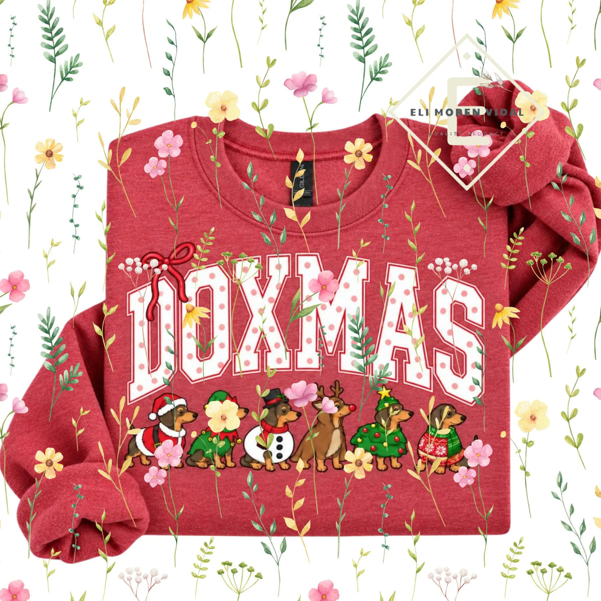 Christmas 30+ Dog Breed Sweatshirt – Merry Dogmas Holly Xmas Pullover, Vintage Santa Dog Lover Crewneck