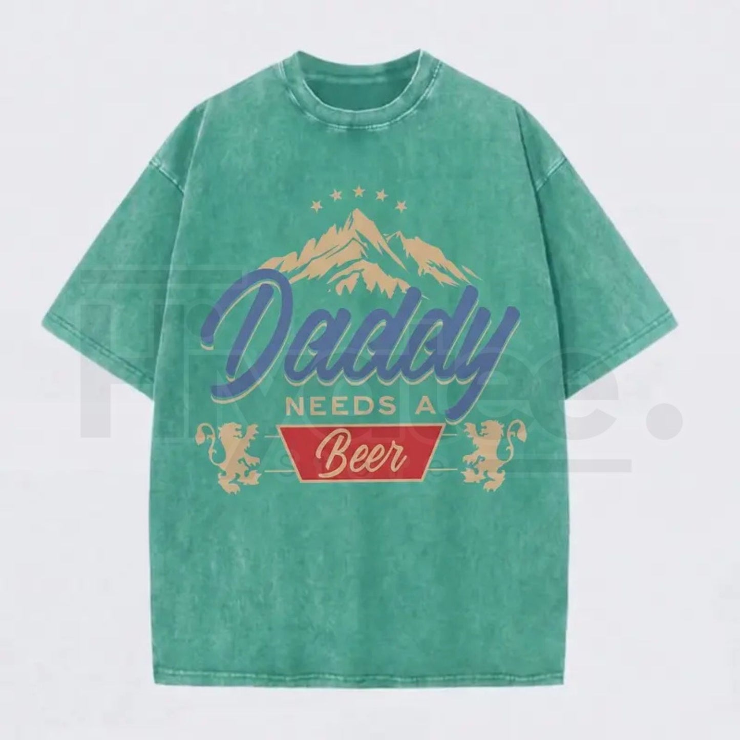 "Daddy Needs A Beer" Vintage Washed T-Shirt – Funny Retro Father’s Day Graphic Tee - Hiyatee