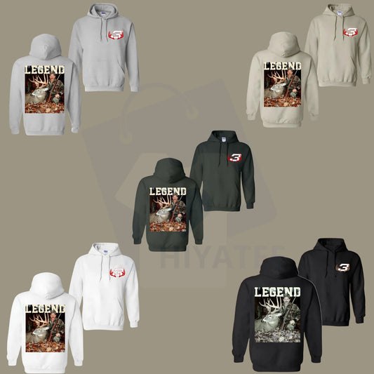 Dale Earnhardt With Deer Hoodie – Vintage Hunting Season Shirt, Unisex Graphic Pullover, NASCAR Racing & Hunting Fan Gift - Hiyatee