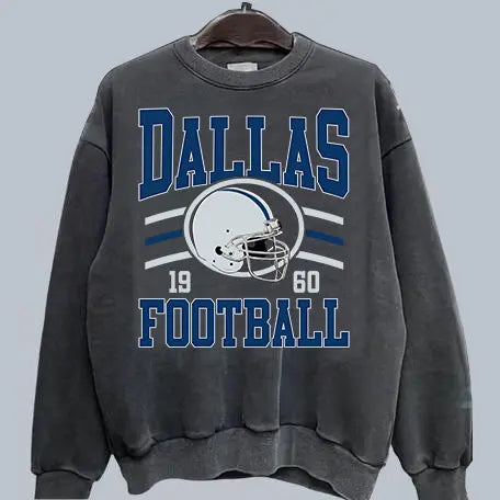 Vintage Team Football Oversized 90s Dark Heather Sweatshirt Retro Sport Tee