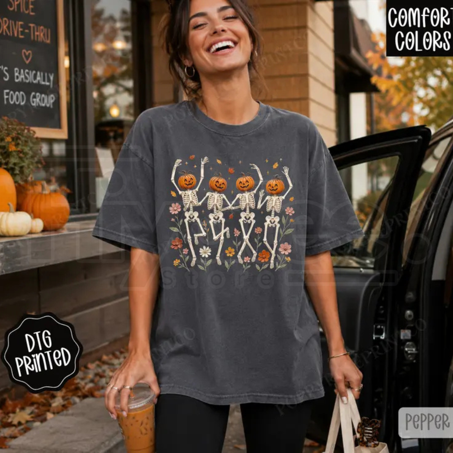 Dancing Skeletons Comfort Colors Shirt Trendy Fall Tee Gift for Her - Hiyatee
