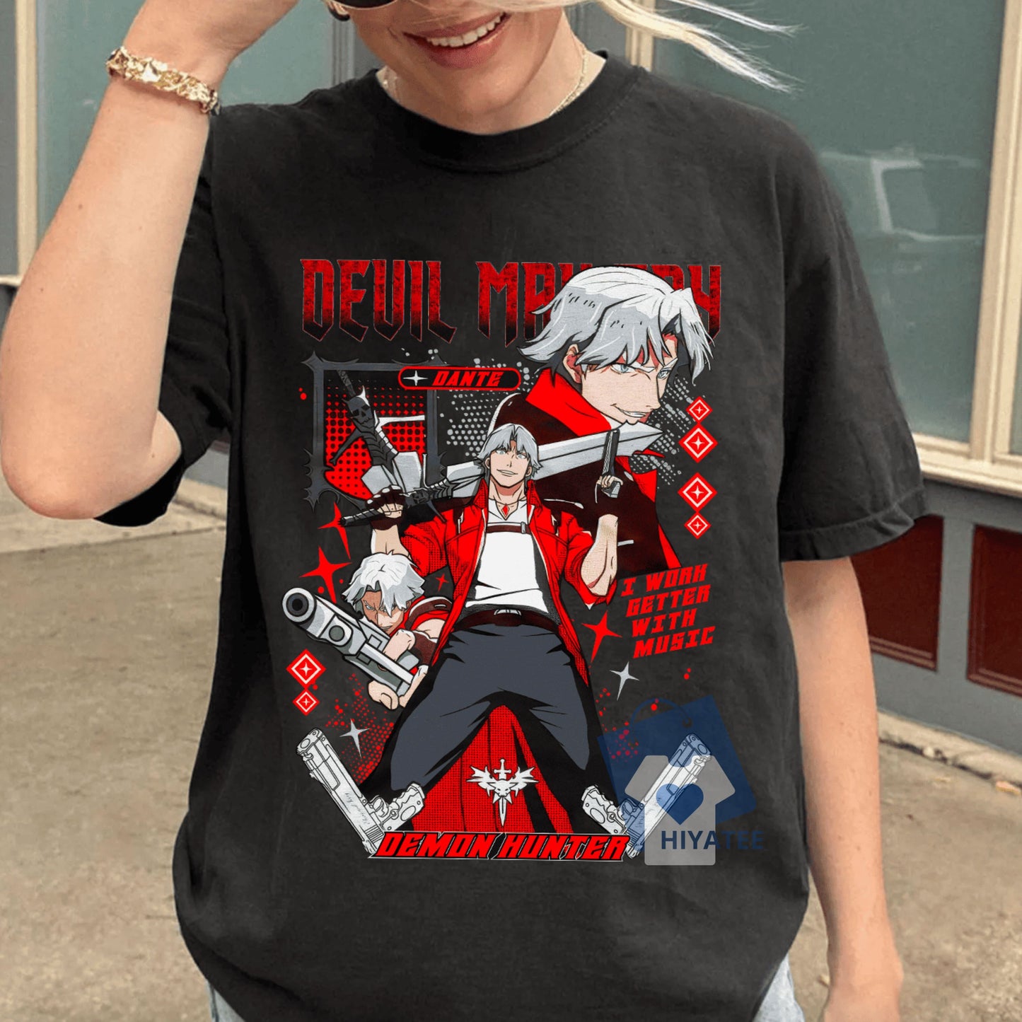 Dante T-Shirt Vintage Devil May Cry Shirt for Gamers and Anime Fans-Hiyatee