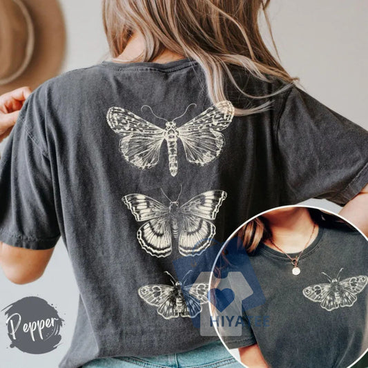 Dark Academia Boho Butterfly Shirt – Aesthetic Vintage-Inspired Tee for Free Spirits-Hiyatee