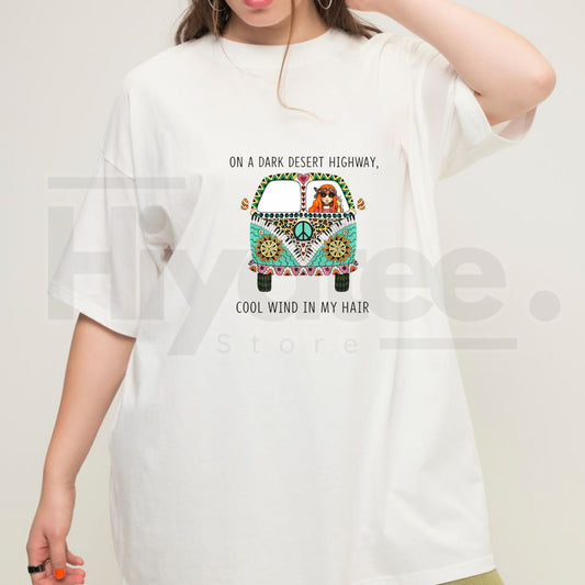"Dark Desert Highway" – Vibrant Bohemian Hippie Bus Plus Size Top - Hiyatee