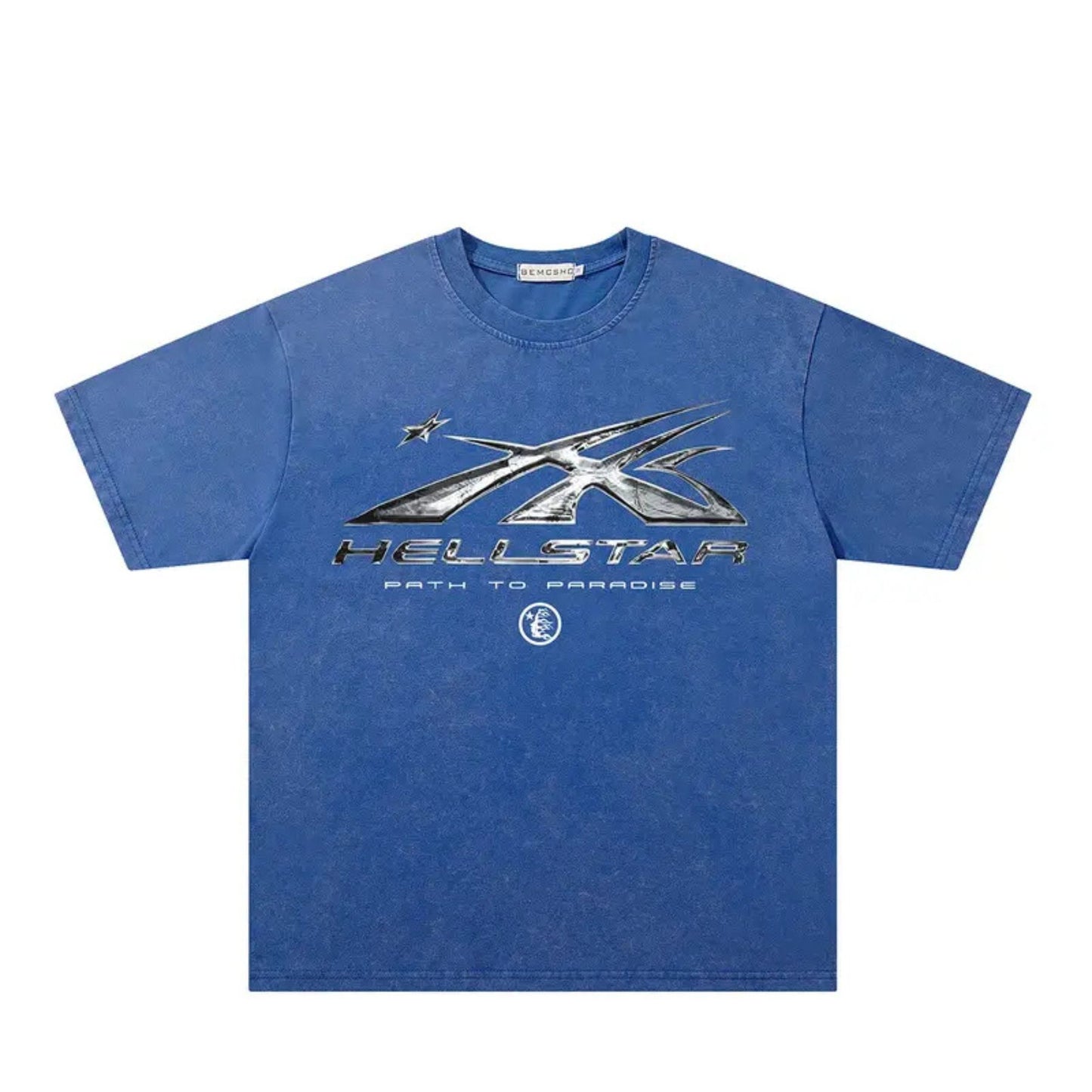 Dark Streetwear Star Flame Washed Graphic Tee – Retro Vintage Tie-Dye Short Sleeve Top - Hiyatee