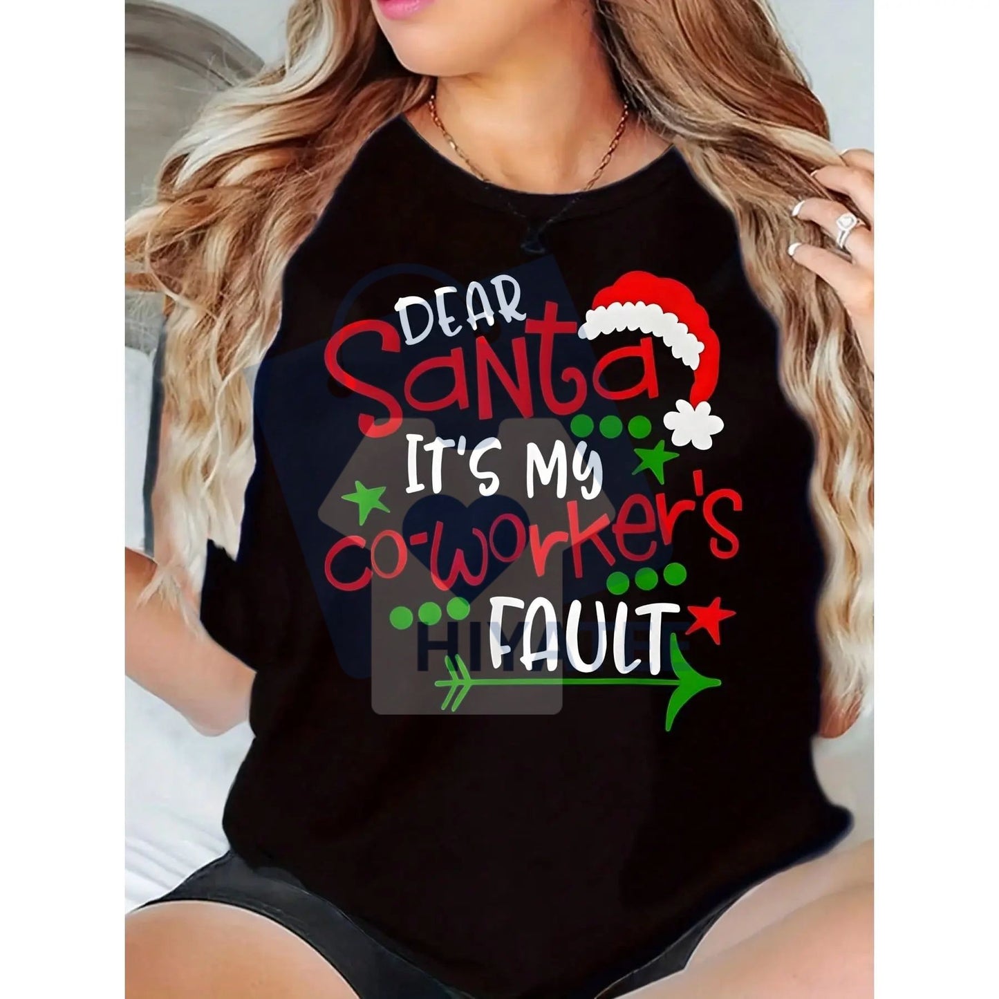 "Dear Santa It's My Coworker's Fault" T-Shirt – Plus Size Women's Christmas-Hiyatee