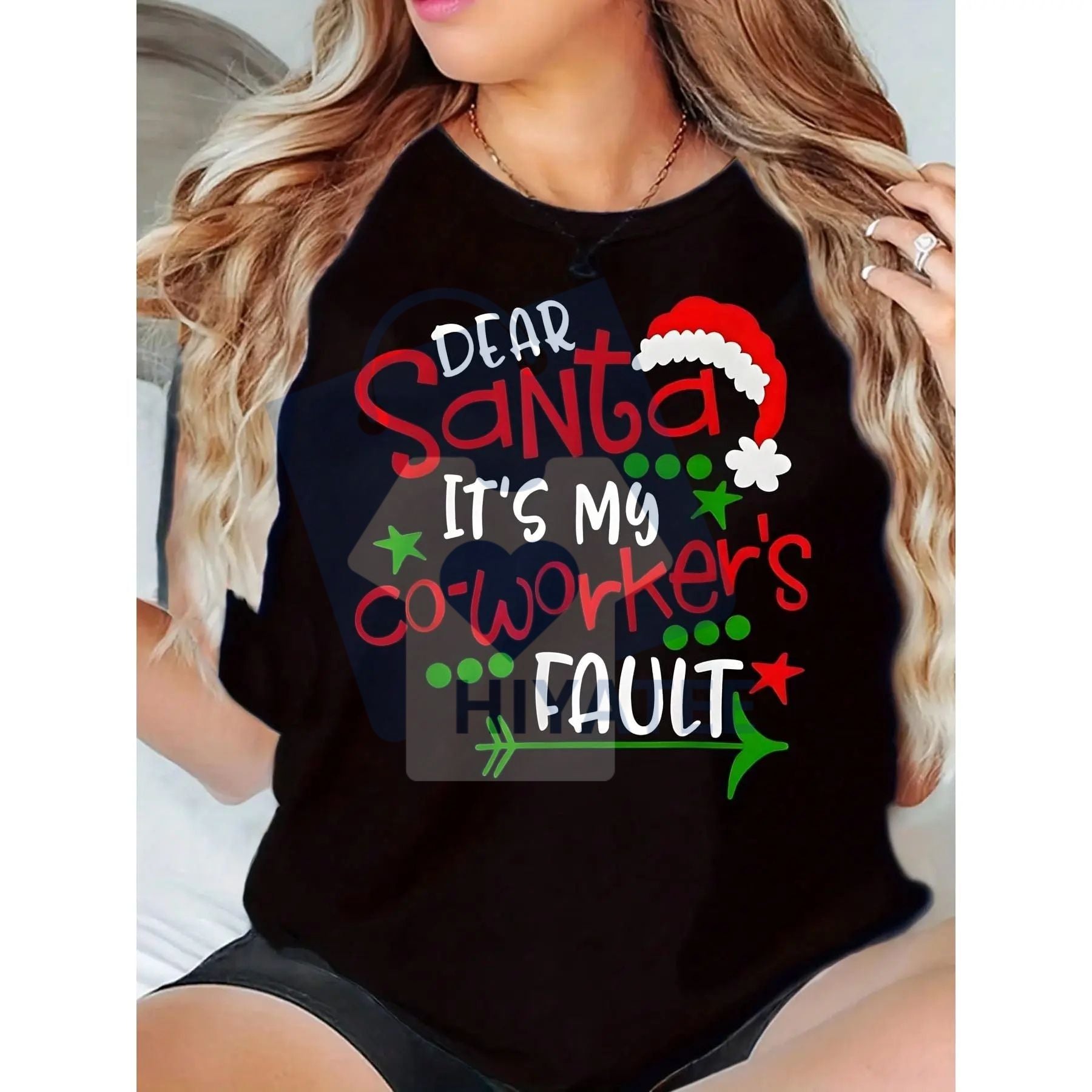 "Dear Santa It's My Coworker's Fault" T-Shirt – Plus Size Women's Christmas-Hiyatee