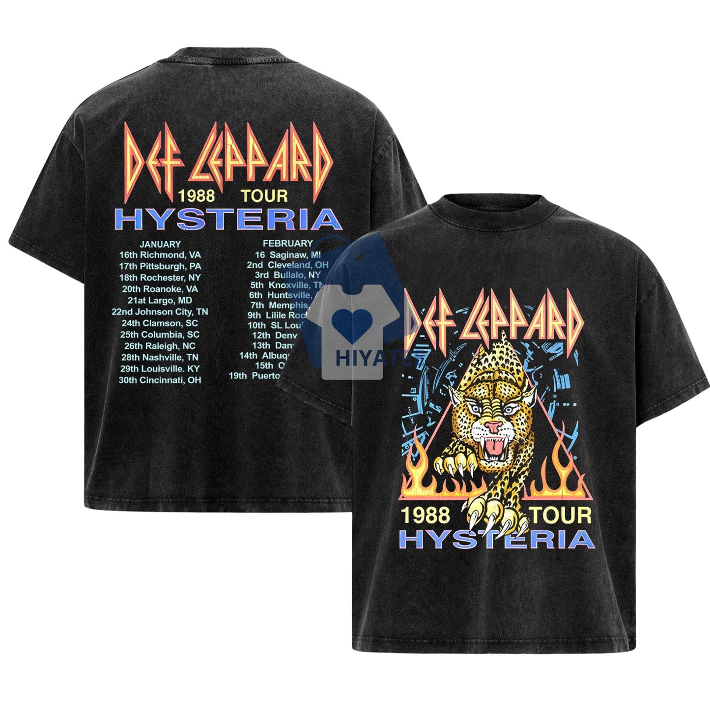 Def Leppard Hysteria Shirt – 80s Rock Band Tee, Neon Festival Style, Casual Summer Gift for Teens & Music Fans-Hiyatee 