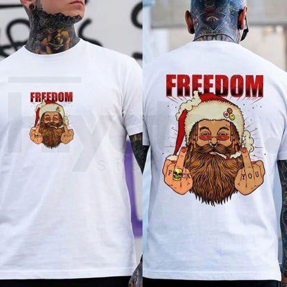 Defiant Santa Claus T-Shirt – Funny Christmas Graphic Tee - Hiyatee