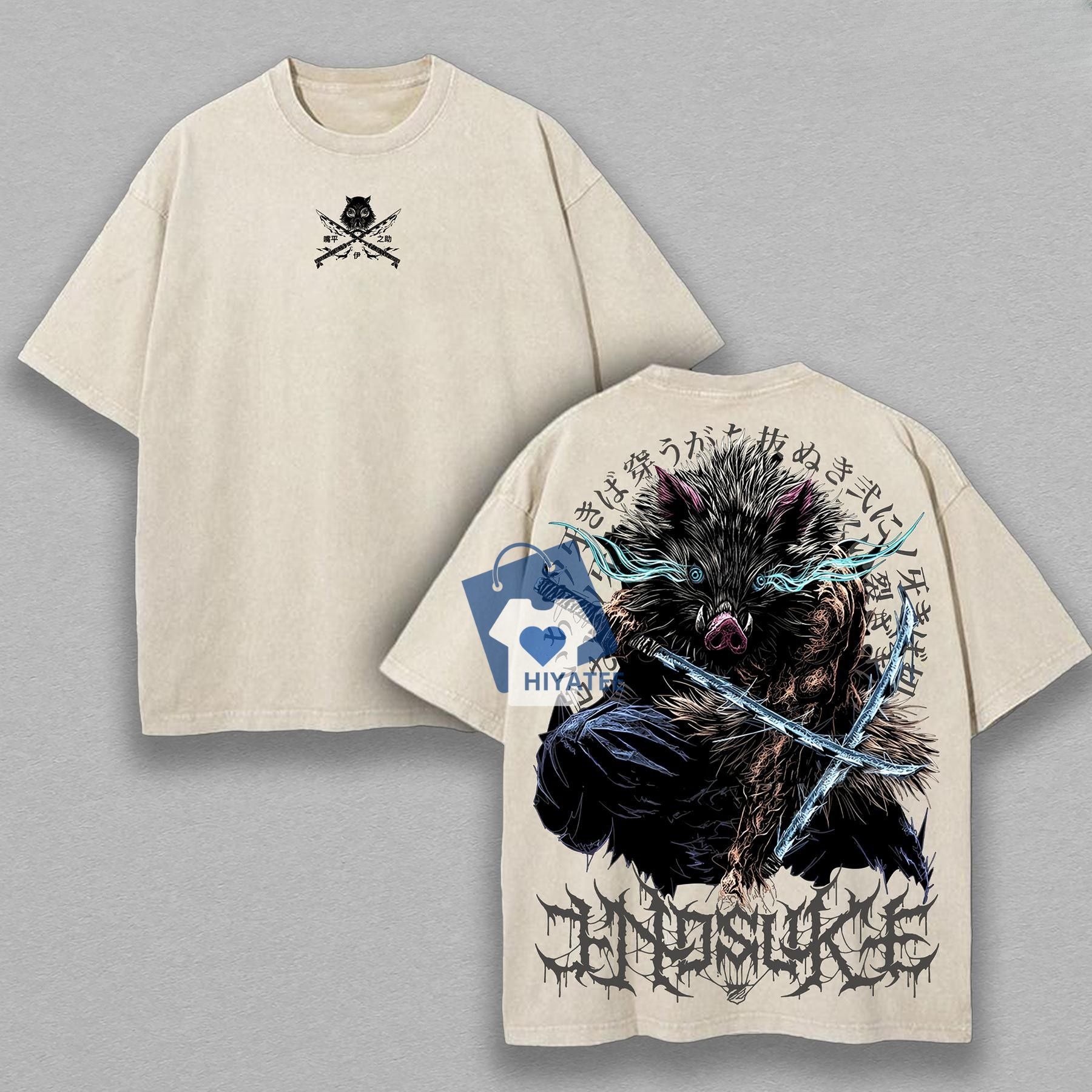 Demon Slayer T-Shirt – Inosuke & Tanjiro Vintage Anime Tee-Hiyatee