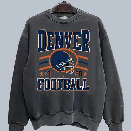 Vintage Team Football Oversized 90s Dark Heather Sweatshirt Retro Sport Tee