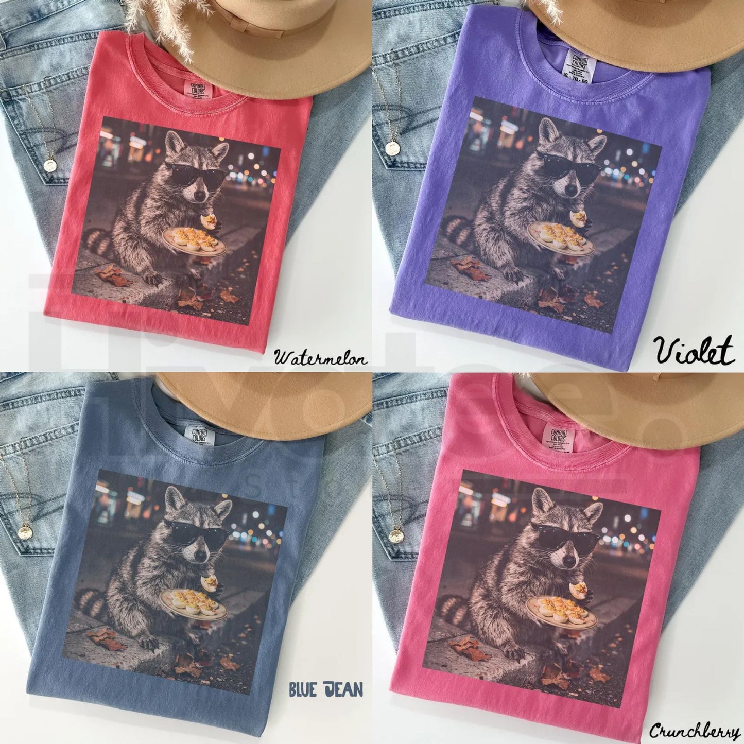 Deviled Eggs Raccoon Shirt Comfort Colors Funny Thanksgiving Food Lover Tee - Hiyatee
