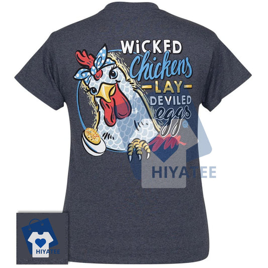 Deviled Eggs T-Shirt – Heather Navy Funny Foodie Graphic Tee - Hiyatee